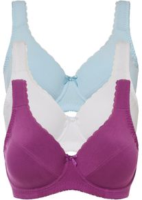 Podprsenka s kosticemi a organickou bavlnou (3 ks v balen&iacute;) | Fialov&aacute; | Vel. 105C | bonprix