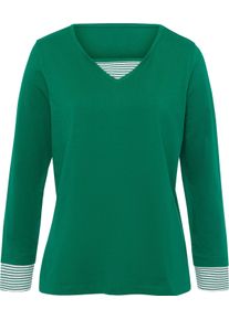 Damske Tričko s dlouh&yacute;m ruk&aacute;vem a proužky z barven&eacute; př&iacute;ze zelen&aacute; ,velikost 38