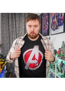 MARVEL Avengers - T-shirt nera con logo argentato - XL - Nero