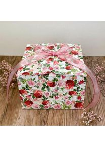 Krabi�ka na v�slu�ku se stuhou R��e 1 ks - 11 x 11 x 7 cm