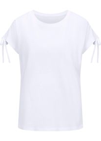 Damske Tričko s krátkým rukávem a tunýlkem na rukávech bílá ,velikost 48