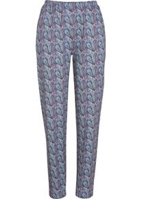 Damske Pyžamové kalhoty s grafickým vzorem kamenná šedá-lila-potisk ,velikost 56/58