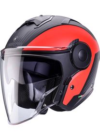 CABERG Soho Milano, open face helmet , color: Matt Black/Red , size: XXL