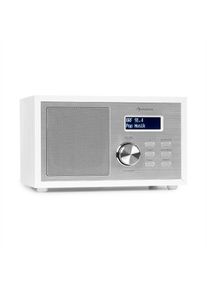 Auna Ambient DAB +/FM, rádio, BT 5.0, AUX vstup, LCD displej, budík, časovač, dřevěný vzhled, bílé