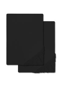 Çift paket CloudComfort Basic lastikli çarşaf jarse streç siyah 180 x 190 - 200 x 200 cm (2 adet)
