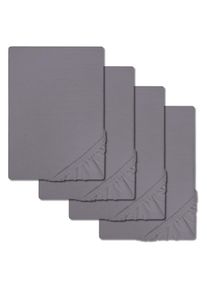 Set of 4 CloudComfort Basic fitted sheets jersey stretch dark gray 90 x 190 - 100 x 200 cm (4 pieces)