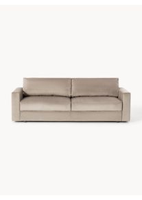 Sametová rozkládací pohovka s úložným prostorem Tasha (3místná) Hnědá Samet Š 235 cm, H 100 cm | Westwing Collection