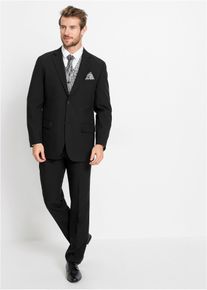Svatební oblek s vestou a plastronem (5dílná souprava) Regular Fit | Černá | Vel. 62 | bonprix