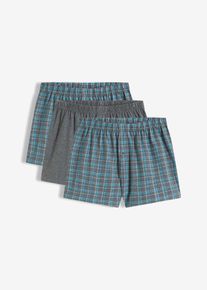 Voln&eacute; žerzejov&eacute; boxerky s bavlnou (3 ks v balen&iacute;) | &Scaron;ed&aacute; | Vel. 8 (XXL) | bonprix