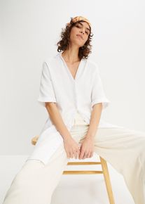 Dlouh&aacute; oversize halenka z jemn&eacute;ho mu&scaron;el&iacute;nu | B&iacute;l&aacute; | Vel. 48 | mu&scaron;el&iacute;n| bonprix