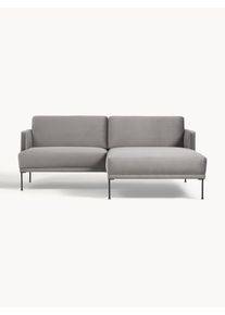 Malá rohová sametová pohovka Fluente Šedá Samet, Kov Š 198 cm, H 152 cm, pravé rohové provedení | Westwing Collection