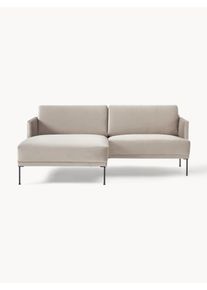 Malá rohová sametová pohovka Fluente Šedá Samet, Kov Š 198 cm, H 152 cm, levé rohové provedení | Westwing Collection