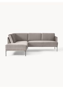 Sametová rohová pohovka Fluente Šedá Samet, Kov Š 221 cm, H 200 cm, levé rohové provedení | Westwing Collection
