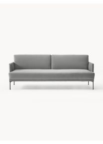 Sametová rozkládací pohovka Fluente (3místná) Šedá Samet, Kov Š 220 cm, H 88 cm | Westwing Collection