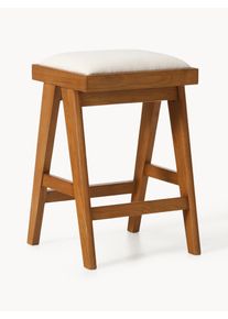 Barová židle s polstrováním Sissi Hnědá, Bílá Dřevo, Látka, Masivní dřevo Š 46 cm, V 69 cm | Westwing Collection
