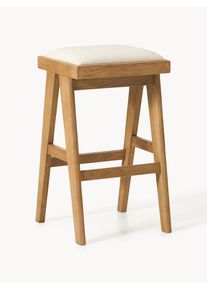 Barová židle s polstrováním Sissi Béžová, Bílá Dřevo, Látka, Masivní dřevo Š 46 cm, V 75 cm | Westwing Collection