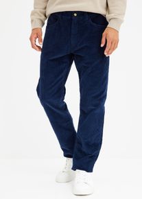 Termo manšestrové kalhoty s flanelovou podšívkou Straight Relaxed Fit | Modrá | Vel. 50 | manšestr| bonprix