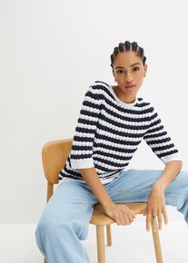 Pletené triko polodlouhý rukáv | Modrá | Vel. 52/54 (XXL) | bonprix