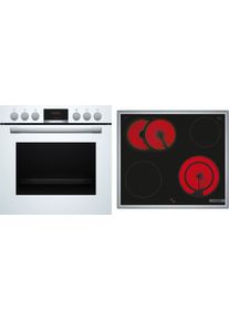 Bosch HND411LW63 EEK: A+ Einbau-Herd-Set mit Elektro-Kochfeld (HEA513BW3 + NKN645GA2E), 60 cm breit, 71 L, 3D-Heißluft, Versenkknebel, Kindersicherung