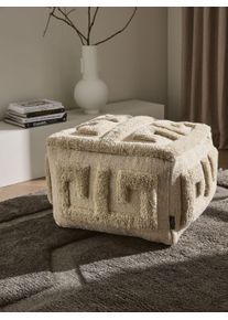 benuta Finest Ručně vyrobený vlněný puf Minos Cream 55x55x30 cm Cream Směs struktur,Trendový vzhled