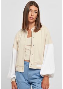 Urban Classics - Ladies Oversized 2 Tone College Terry Softseagrass/White - College bunda - béžový - S - 65% Bavlna, 35% Polyester,Potit se