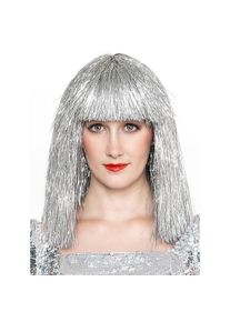 maskworld Lametta Perücke silber