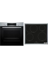 Bosch HBD675CS62 EEK: A+ Einbau-Backofen-Set mit Induktionskochfeld (HBG578BS3 + PIF645BB5E), 60 cm breit, 71 L, Air Fry, 3D-Heißluft, Pyrolytisch+Hyd
