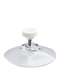 Přísavky s rýhovanou maticí 50 mm | M4, délka 10 mm | Rýhovaná matice z bílého plastu, Měkký PVC, transparentní provedení