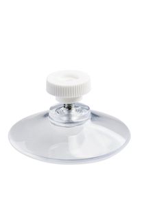 Přísavky s rýhovanou maticí 50 mm | M4, délka 6 mm | Rýhovaná matice z bílého plastu, Měkký PVC, transparentní provedení