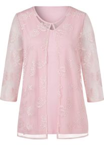 Damske Tričko 2 v 1 s květinovou krajkou růžov&aacute; ,velikost 48