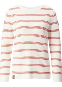 Damske Svetr s lodičkov&yacute;m v&yacute;střihem pap&aacute;ja-ecru-proužek ,velikost 46