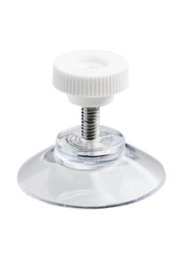 Přísavky s rýhovanou maticí 30 mm | M4, délka 10 mm | Rýhovaná matice z bílého plastu, Měkký PVC, transparentní provedení