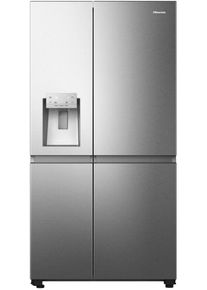 HISENSE RS818N4TIE Stand Side by Side Kombination, 91 cm breit, 632 L, Total No Frost, WiFi, Wasserspender, Eiswürfelspender, Multi Air Flow, silber