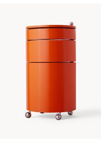 Verpan Kulatá skříňka na kolečkách Barboy, design Verner Panton Oranžová Dřevo Ø 38 cm, V 73 cm