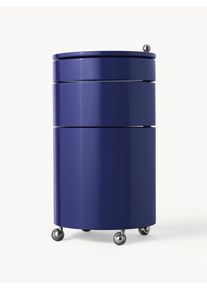 Verpan Kulatá skříňka na kolečkách Barboy, design Verner Panton Modrá Dřevo Ø 38 cm, V 73 cm