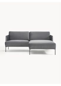 Malá rohová sametová pohovka Fluente Šedá Samet, Kov Š 198 cm, H 152 cm, pravé rohové provedení | Westwing Collection