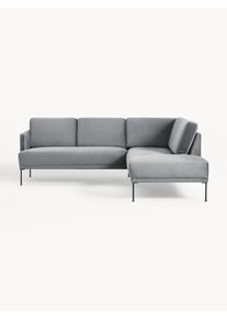 Sametová rohová pohovka Fluente Šedá Samet, Kov Š 221 cm, H 200 cm, pravé rohové provedení | Westwing Collection