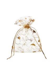 Sáčky z organzy, s vánočním motivem 100 x 130 mm | Vánoce, Organza, zlatá|béžová