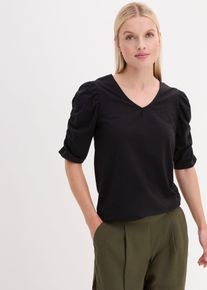 Tričko s nab&iacute;ran&yacute;mi ruk&aacute;vy | Čern&aacute; | Vel. 56/58 (3XL) | bonprix