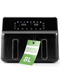 Clatronic FR 3804 H Doppel-Heißluft-Fritteuse, 8,0 Liter, Antihaftbeschichtete Behälter, schwarz (264003)