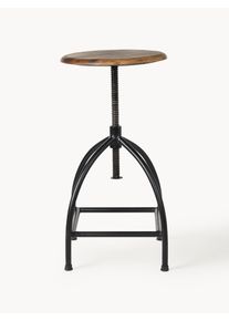 Broste Copenhagen Výškově nastavitelná stolička Sire Hnědá, Černá Dřevo, Kov, Masivní dřevo Ø 33 cm, V 46 cm