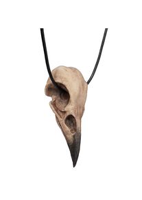 Raven skull pendant with leather cord (11cm)