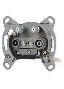 Wisi DB 54 SAT Antennendose Stichdose für Twin-Receiver, <4 dB, 4-Loch, 5...2400MHz, 72147, Metall (DB54)