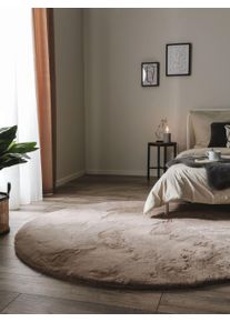 benuta Nest Kožešinový koberec Dave Taupe ø 80 cm kulatý Taupe Uni