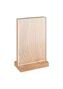 Magnetický reklamní stojánek ve tvaru T, akrylát/dub 100 x 150 mm, Akrylát (PMMA), Dub|transparentní provedení