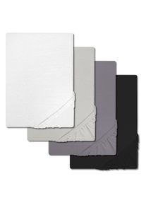 Economy pack 4 colors CloudComfort Basic fitted sheet jersey stretch white/silver grey/dark grey/black 120 x 200 cm (4 pieces)