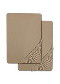Castell fitted sheet jersey beige 90 x 190 - 100 x 200 cm double pack