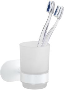 Wenko Turbo-Loc Zahnputzbecherhalter Uno Mod. Orea, aus rostfreiem Edelstahl, White matt