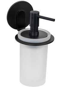 Wenko Turbo-Loc Seifenspender Mod. Bivio, aus satiniertem Glas. Black matt