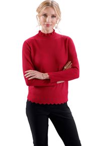 Damske Svetr se stoj&aacute;čkem se zvlněn&yacute;mi lemy červen&aacute; ,velikost 52